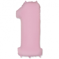Фигурный шарик из фольги Цифра 1 Пастель PINK 102см